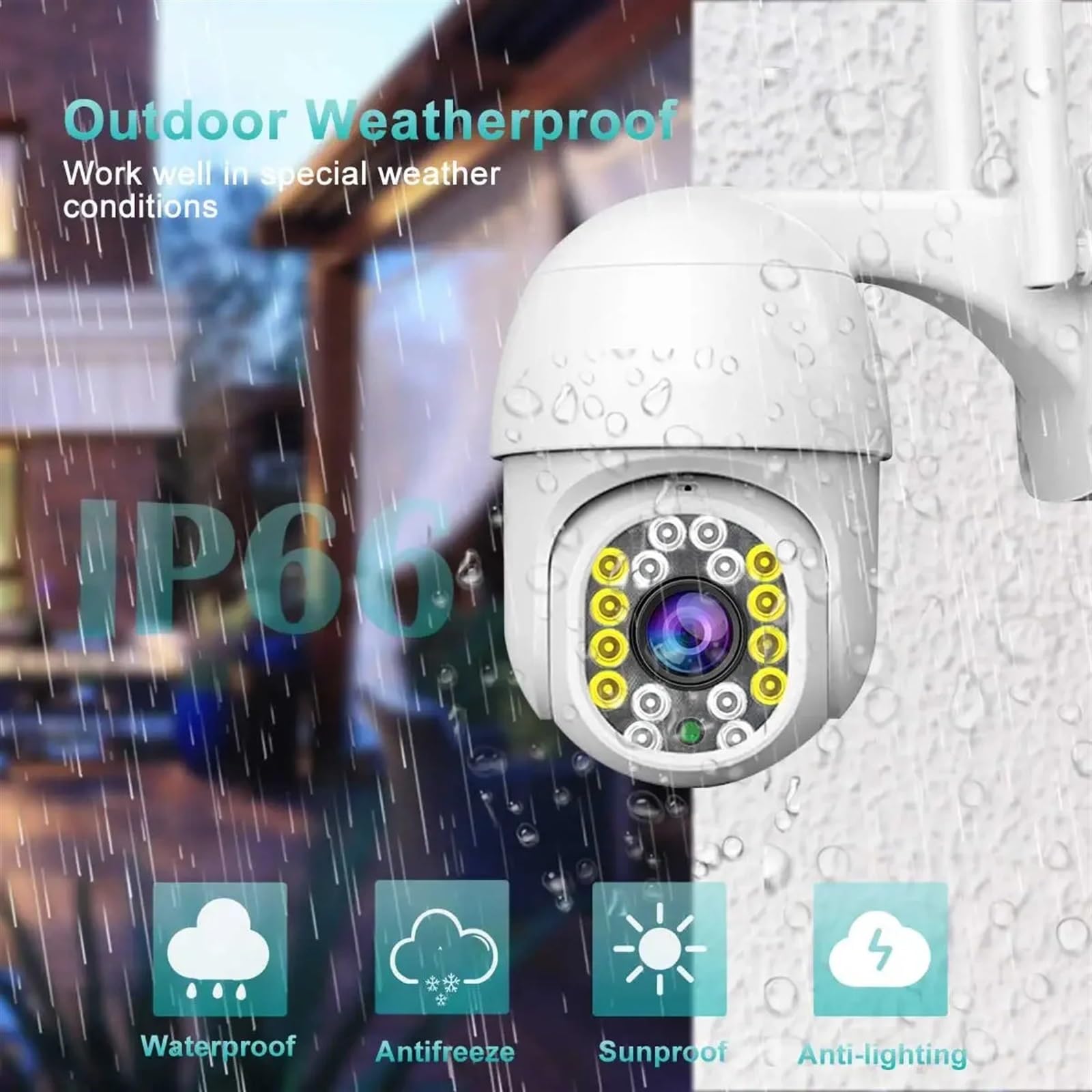 Kamera IP HD Zewnętrzna kamera wideo 5 MP System kamer bezpieczeństwa z wykrywaniem ludzi Dwukierunkowe kamery nadzoru Łatwa instalacja(2MP Add 128G Card)