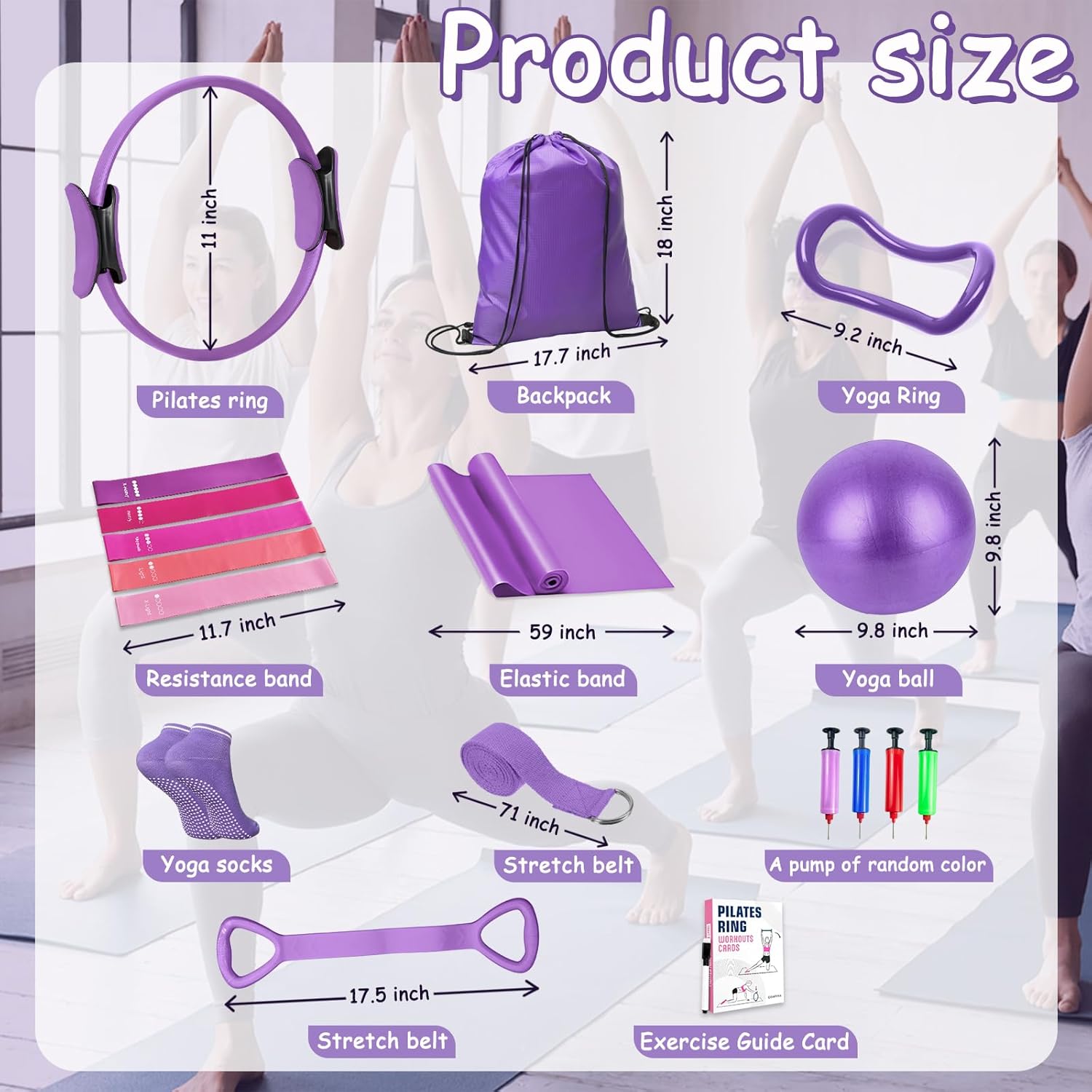 Pilates Kit for Women Pilates Equipment Ring and Ball Set Magic Circle Hoop with 5 Resistance Bands Compact Toning Fitness Essentials Starter Set Accessories with Exercise Guide - Image 2