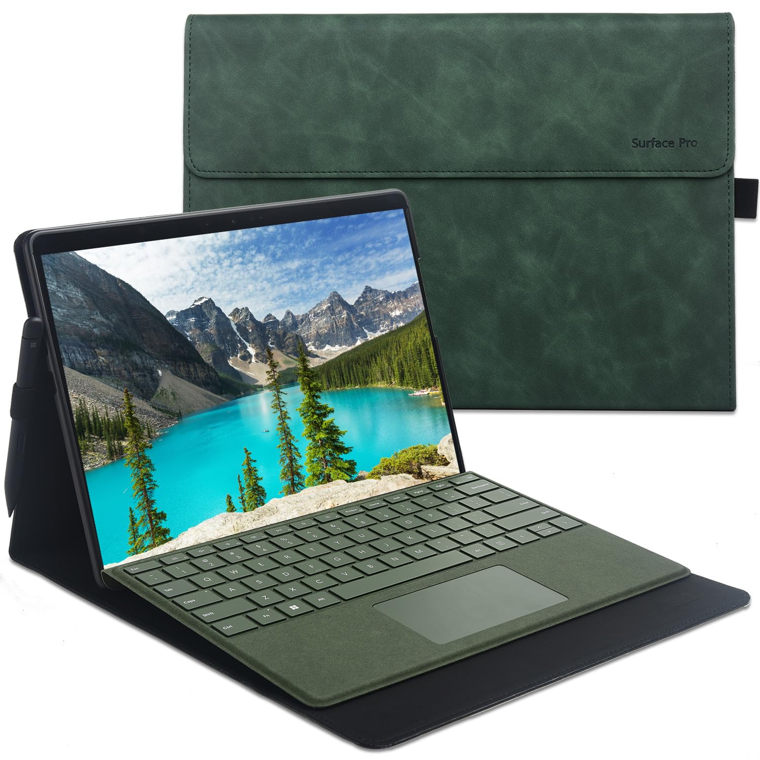 Protective Case for Microsoft Surface Pro 9/10/ 11th Edition AI PC 2024 13" Shell Compatible with Keyboard Cover Ultral Thin & Light Heat Dissipation Design (Green)