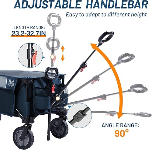 Miniatura 4 de TIMBER RIDGE Carro plegable plegable con portón trasero, 300 libras de servicio pesado plegable con mango ajustable, carrito portátil de capacidad
