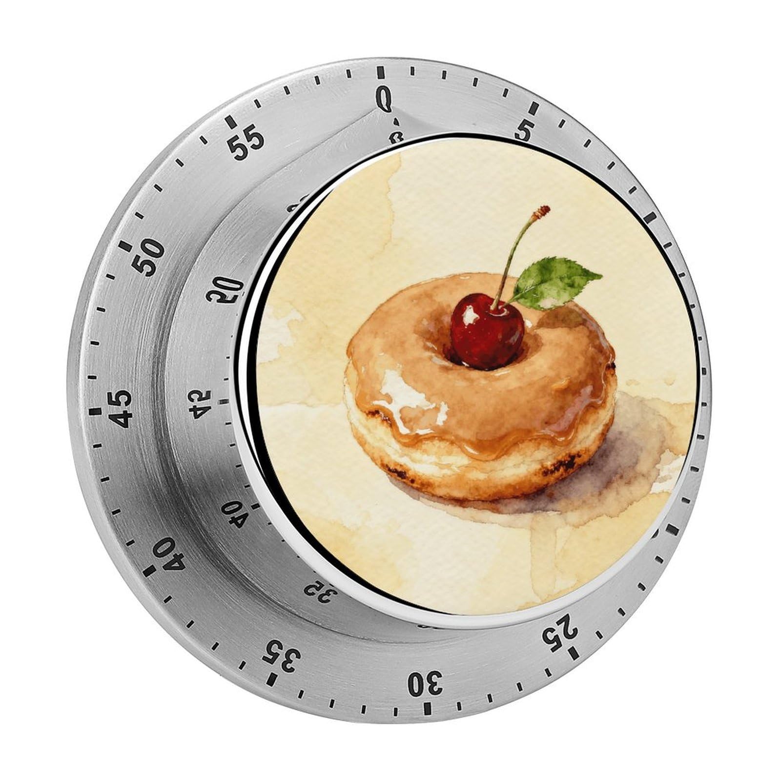 Donuts Mechanical Kitchen Timer, Magnetic Stainless Steel Countdown Timer, Loud Alarm Cooking Timer for Baking, Cooking, Fitness, Classroom, No Battery Needed
