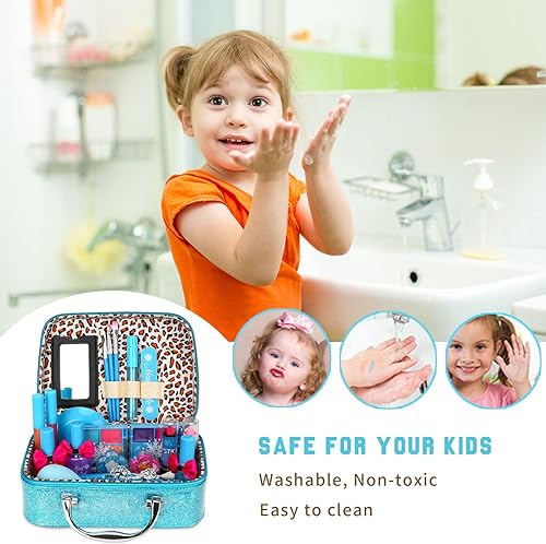 Miniatura 4 de Kit de maquillaje para niños, 28 piezas, juguetes de maquillaje lavables reales para niñas, juguetes de maquillaje para niñas, juego de maquillaje