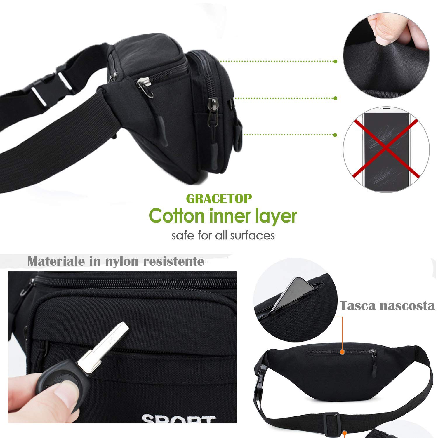 LL14926-BANANE,Sac De Ceinture Imperméable Pour Hommes. Sac De Poitrine Fashion. Sac De Sport De