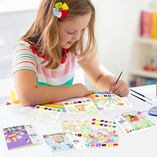 Miniatura 7 de TRIITECH Libros para colorear de acuarela, papel de pintura de acuarela, libro de pintura con colores de agua para niños de 3, 4, 5, 6, 7, 8, artes