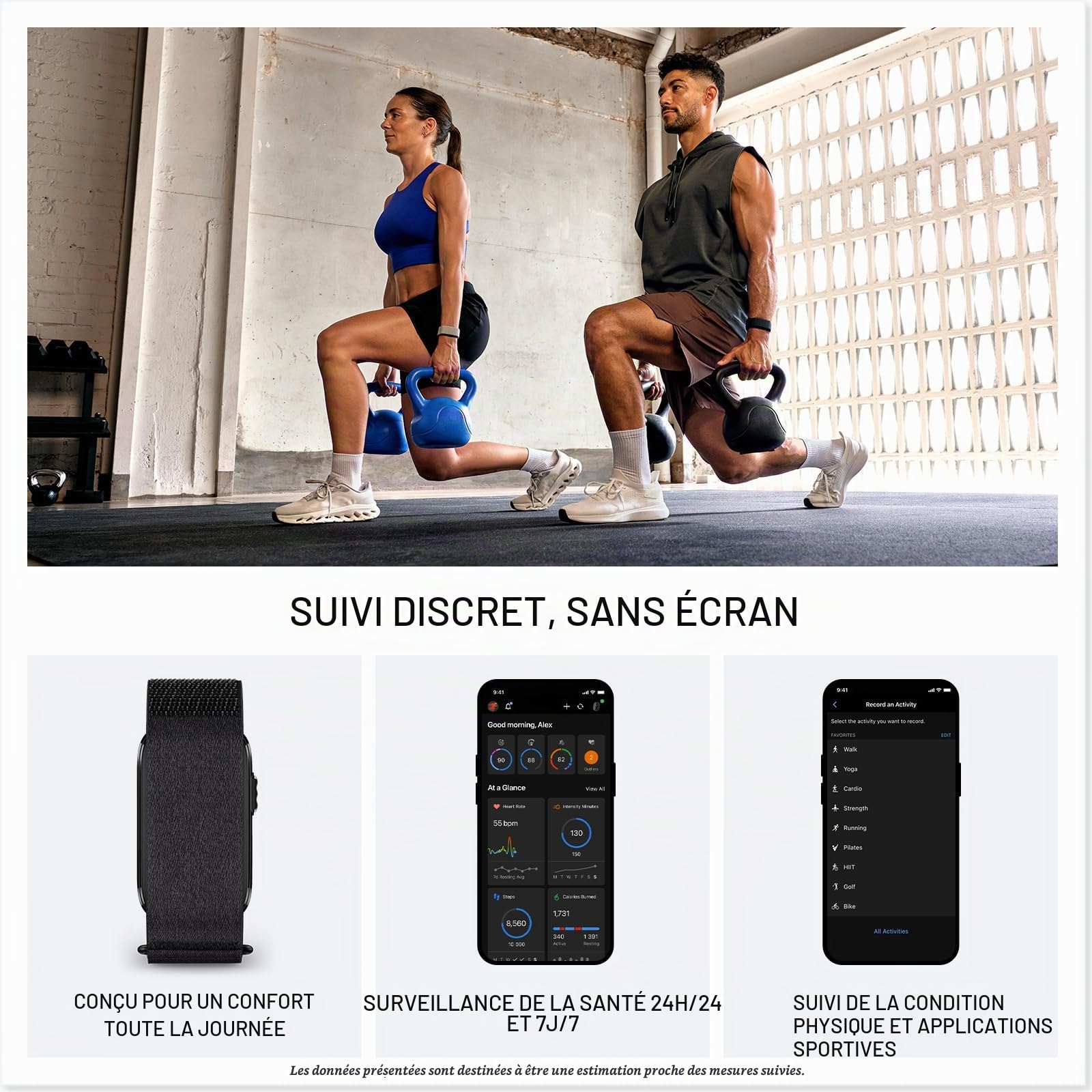 Garmin CIRQA Smart Band, Bracelet Connecté Sport & Santé, L/XL, Lin