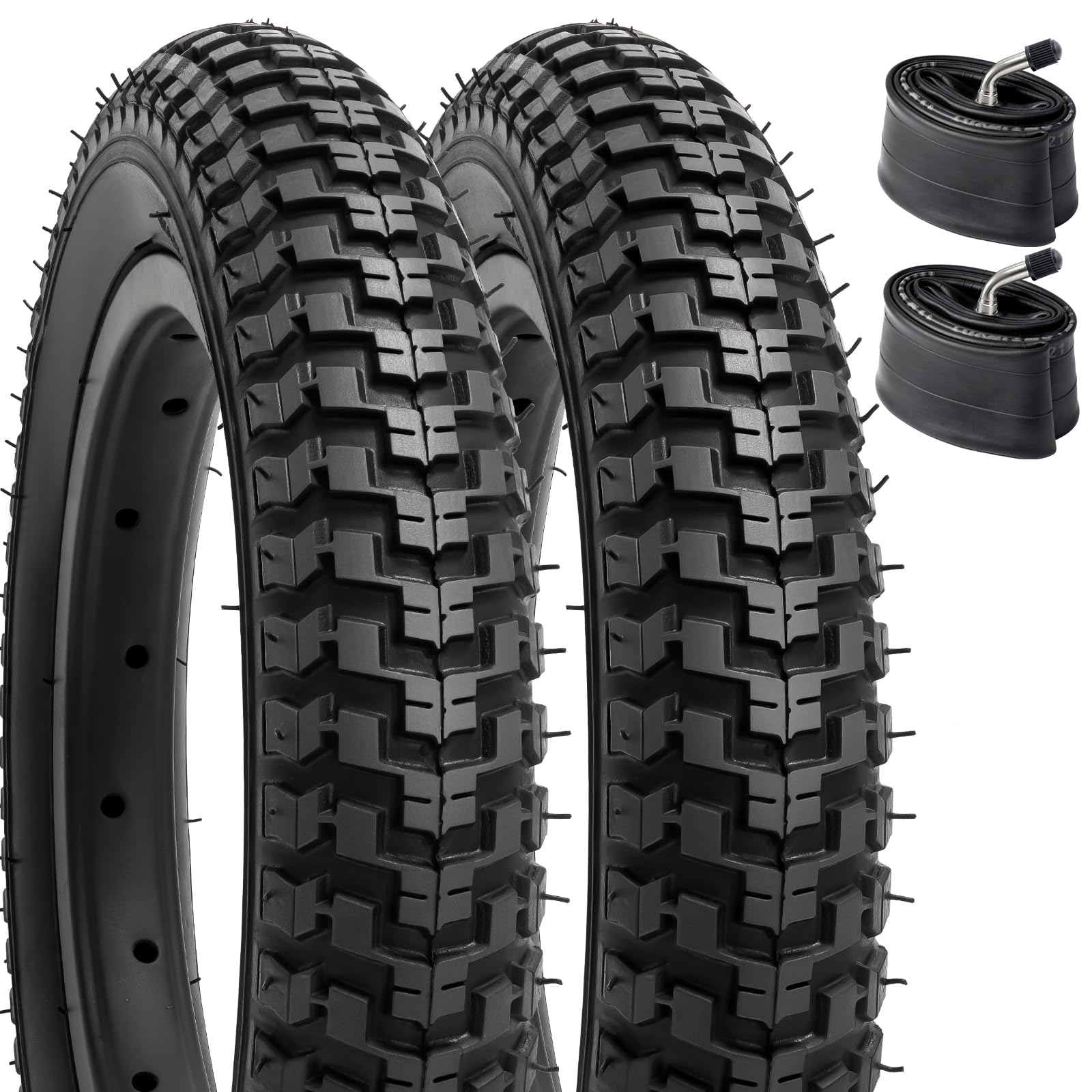 YunSCM 2PCS 12 1/2" Bike Tyres 12 1/2 x 2 1/4 Tires 57-203 and Inner Tubes CR202 Bent Valve Compatible with 12 1/2x2 1/4 Kid Bike Bicycle Tires and Tubes