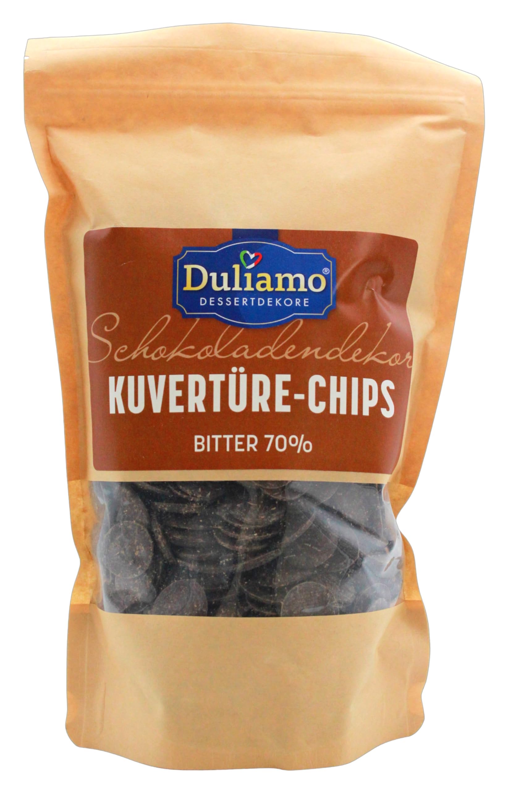 Duliamo Kuvertüre-Chips Bitter 70%, (1 x 1kg Beutel)