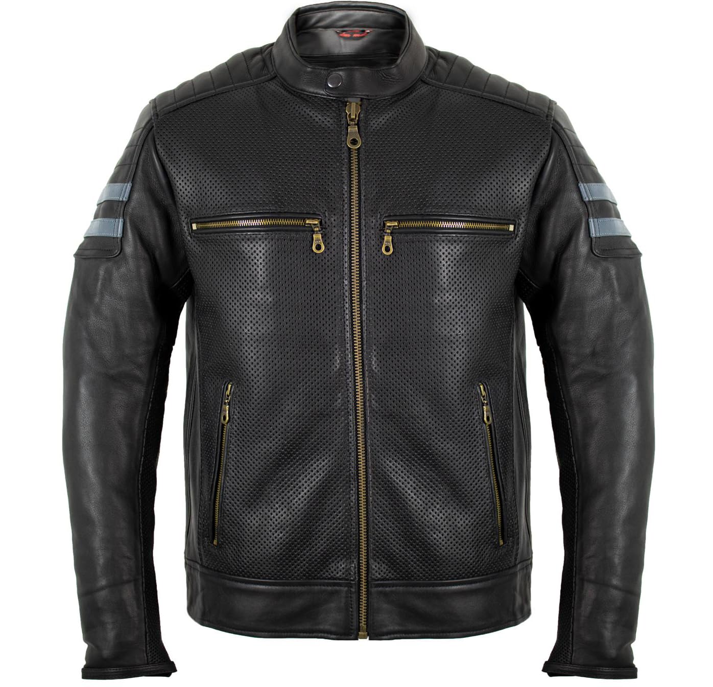 Perforierte Motorrad Lederjacke, aus Rindsleder, mit Protektoren