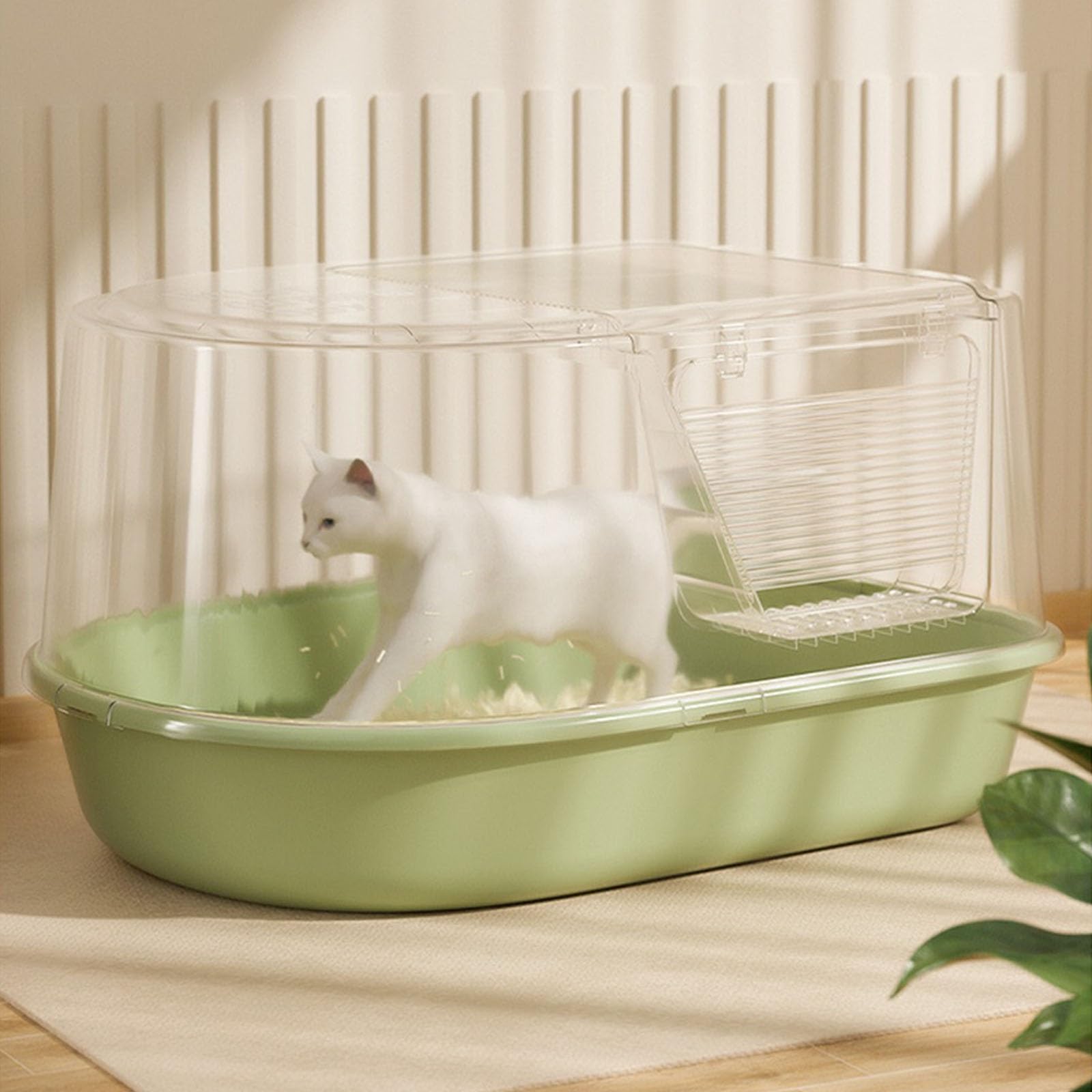 Exclusivo para Gatos y Perros Bandeja de Arena for Gatos Grande con Tapa, Bandeja Cerrada a Prueba olores y Fugas tapete for, fácil Instalar Limpiar para Interiores(Yellow)