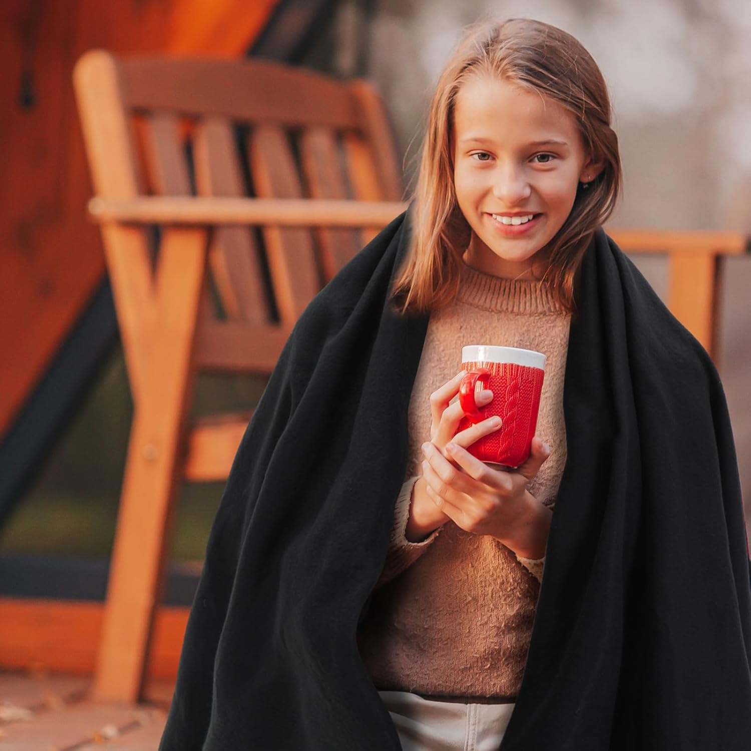 Preboun 100 Pcs Fleece Throw Blankets Bulk 50 x 60 Spring Outdoor Wedding Guest Blankets Lightweight Warm for Bed Couch Home Office Wedding Gifts Travel Camping (Black) - Image 6