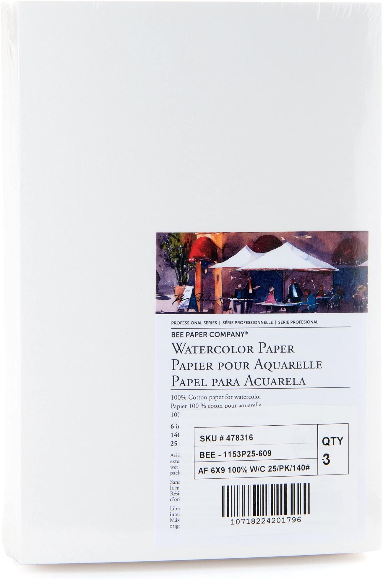 Bee Paper 6" x 9" Watercolor Paper Pack, 140lb, 50 Sheets