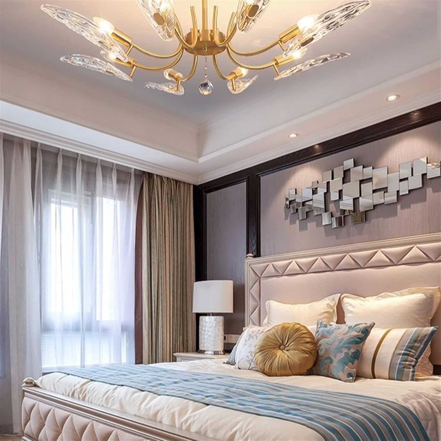 8 świateł prosta luksusowa kryształowa lampa sufitowa miedź metal E14 wisząca lampa nowoczesna atmosfera dom salon willa sypialnia oświetlenie dekoracja,