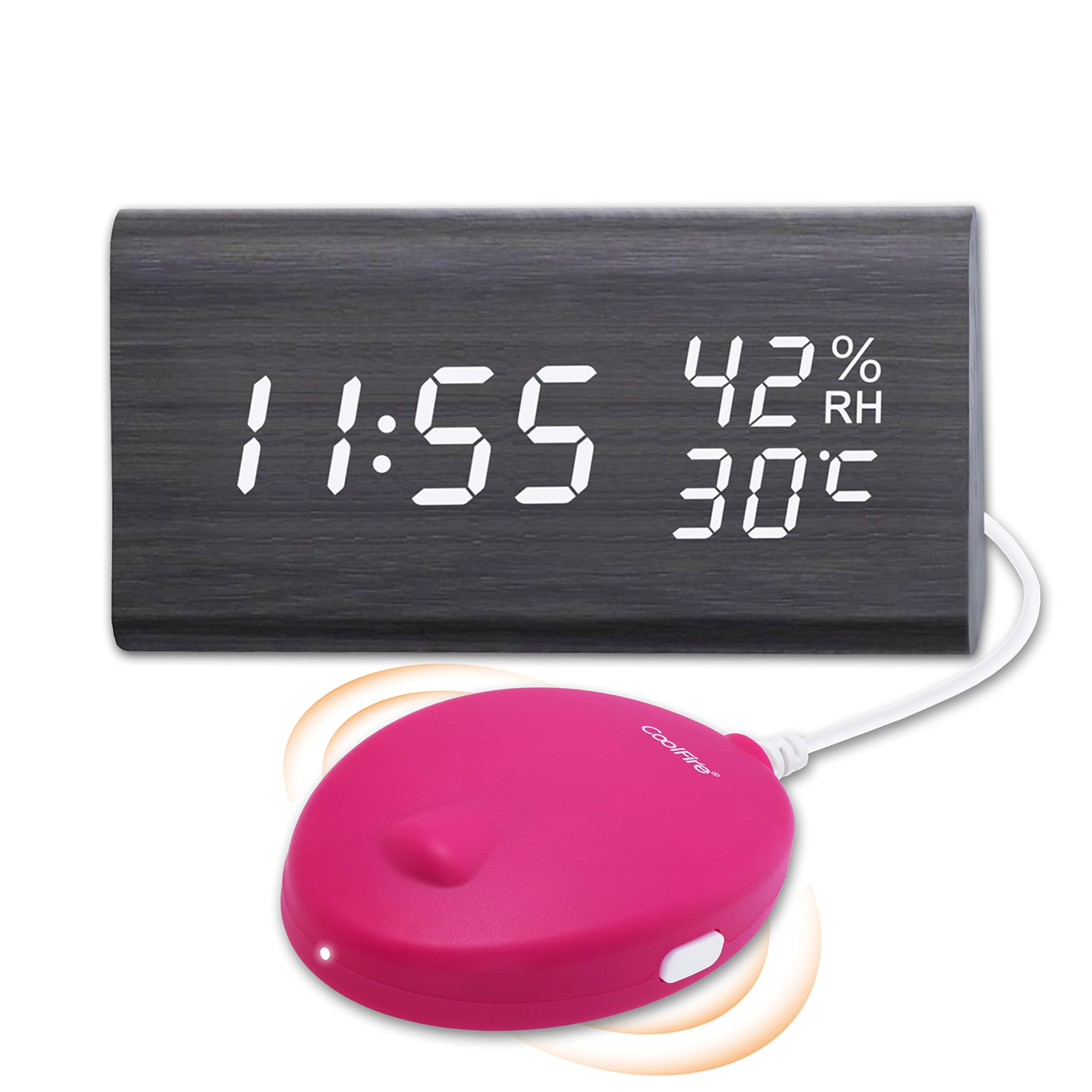 Buy CoolFire Wooden Vibrating Alarm Clock for Heavy ers Adults, Loud