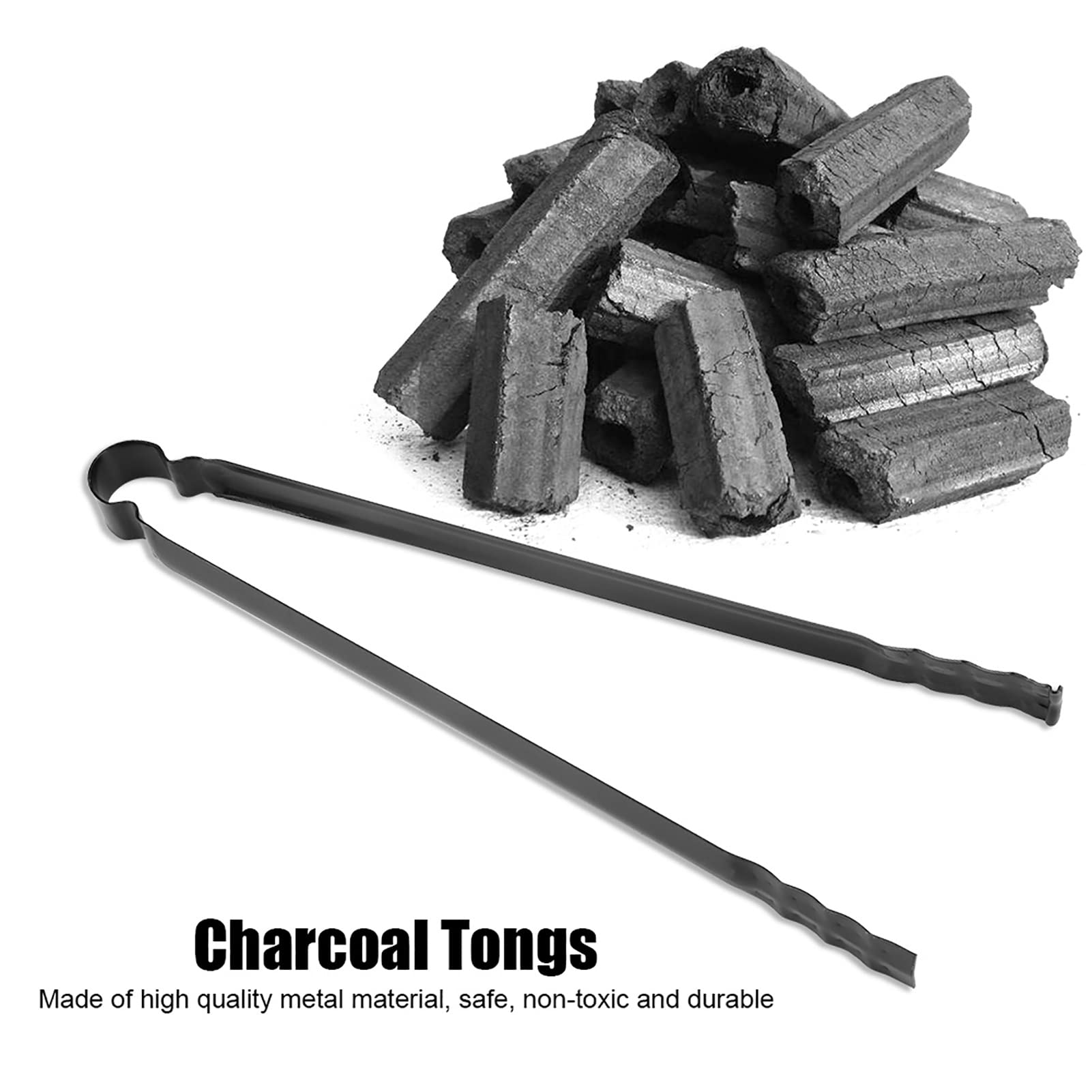 HERCHR 2PCS Grill Tongs, 11.8inch Long Charcoal Tong, Multifunctional Metal BBQ Clip Tongs Clamp for Garbage Charcoal Serving Tools Clip Fireplace Tongs