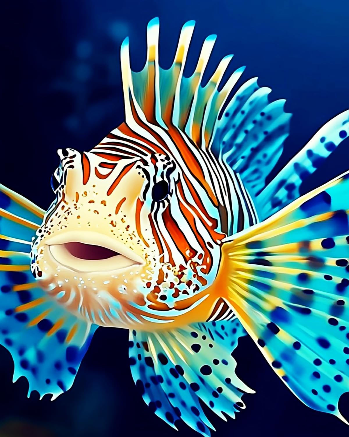 Liubaishi Multicolour Paint By Numbers Kit For Adults, Variegated Lionfish, 40X50 Cm, Acrylic On Canvas