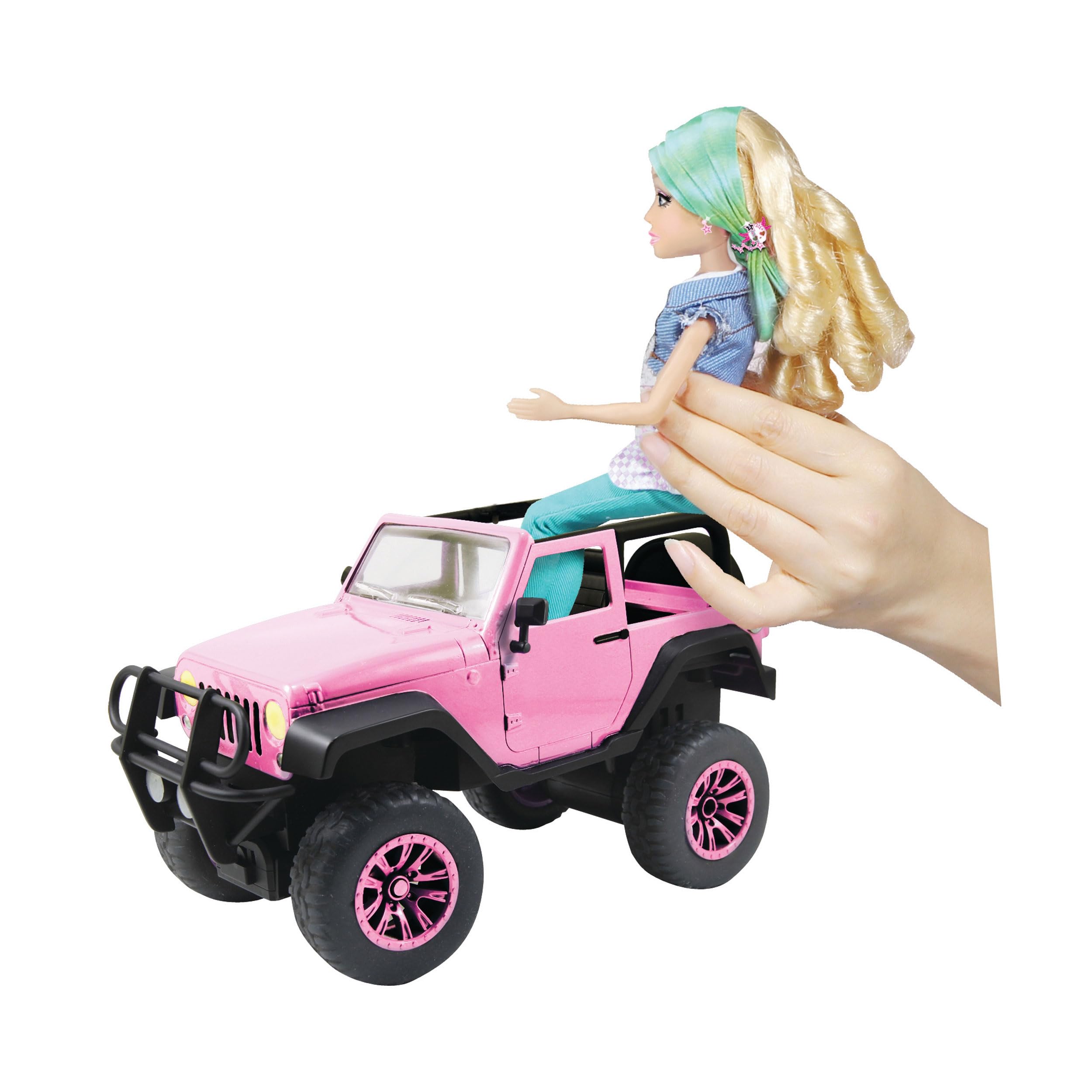 Dickie Toys RC SUV Girlmazing samochód zdalnie sterowany Jeep Wrangler, z 2 kanałami, 2,4 GHz, Turbo, w zestawie naklejki, od 6 lat, błyszczący metaliczny róż.