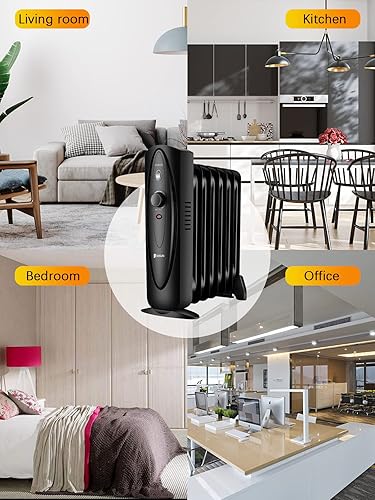 Miniatura 5 de Mini calentador de espacio lleno de aceite, calentador eléctrico con temperatura ajustable, potente calefacción de 700 W para dormitorio, oficina,