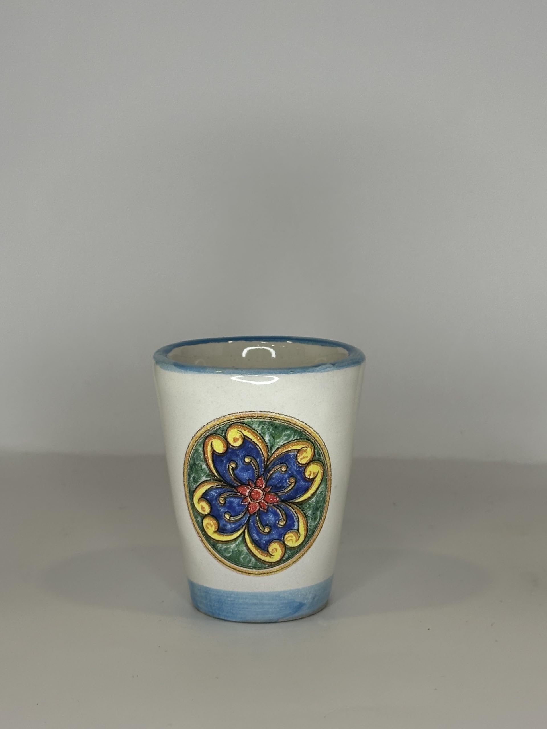 Generico Set de verres à liqueur en céramique artisanale italienne - Peints à la main - Idéal pour Limoncello, Amaro et Café - Décors faïence et citrons (6, majoliques)