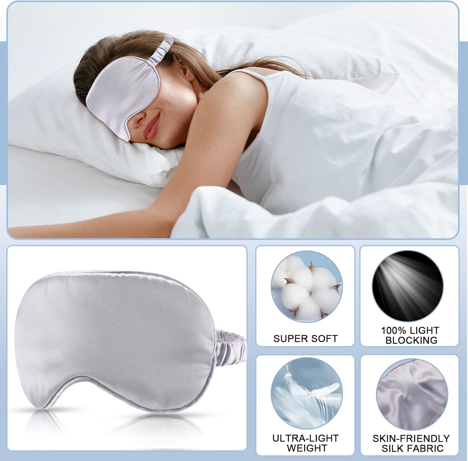 Geyoga 24 Pcs Silk Sleep Masks Soft Satin Eye Masks for Sleeping with Adjustable Elastic Strap Comfortable Blindfold Eyeshade for Men Women Travel Nap Night Sleep(Black, Grey, Navy, Pink)