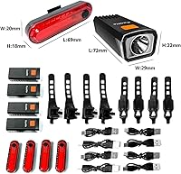 Vista 6 de Kunhe Luces de bicicleta recargables USB-C delanteras y traseras (2 o 4 o 10 o 20 paquetes) conducción nocturna para niños y adultos, 3 modos