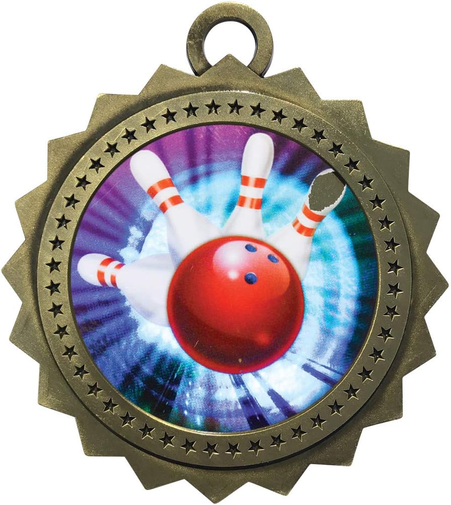 Express Medals Various Styles 1 to 50 Pack of Gold Bowling Medals Trophy Award with Neck Ribbon Medal Trophies Gift Prize Bowler Bowlers