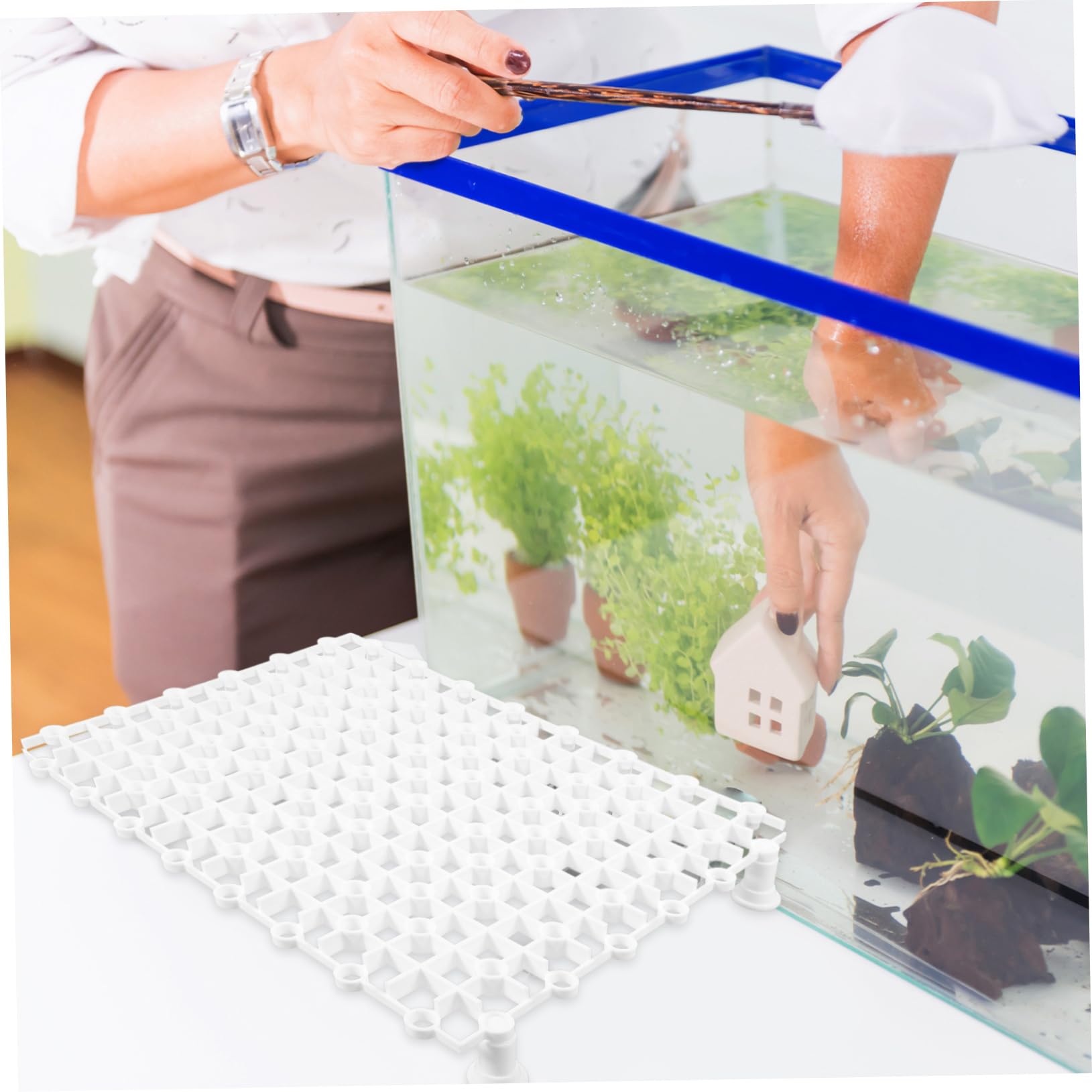 COLLBATH 4stücke Teiliges Fisch Tank Bodenfilterplatte Wiederverwendbare Aquarium-trennplatten Mit Atmungsaktivem Design Für Effektive Wasserzirkulation Und Dekoration