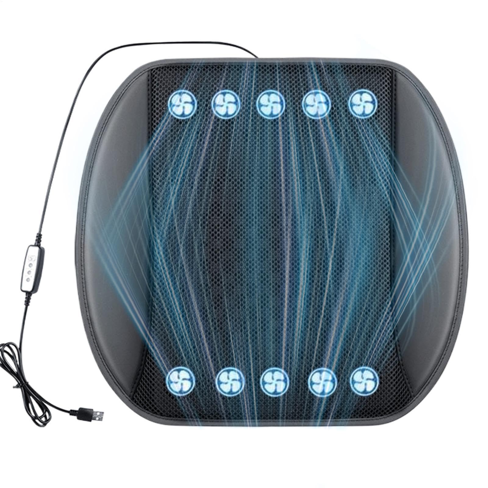 Cuscino per auto con ventilatore, flusso d'aria, traspirante, con ventilatore, pendolare, campeggio, viaggi in città, escursioni, SUV e camper
