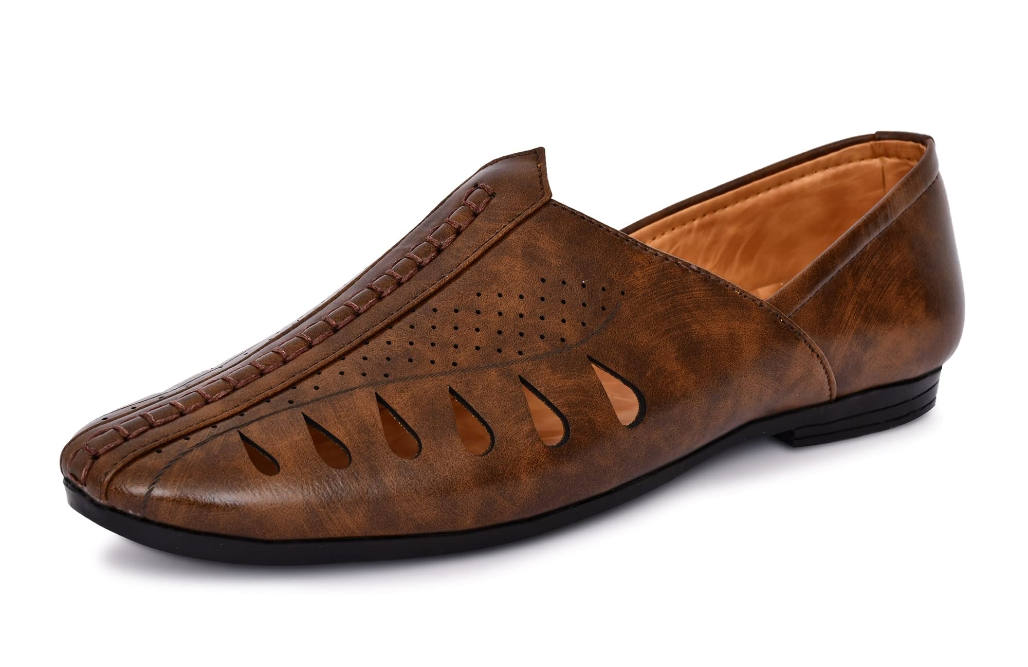 VON HUETTE Mens Ethnic Lazer Punch Nagra Jalsa Jutti Black/Brown/Tan/White (Brown 1, Numeric_10) (B09YHJ5PV5) Amazon Price History, Amazon Price Tracker