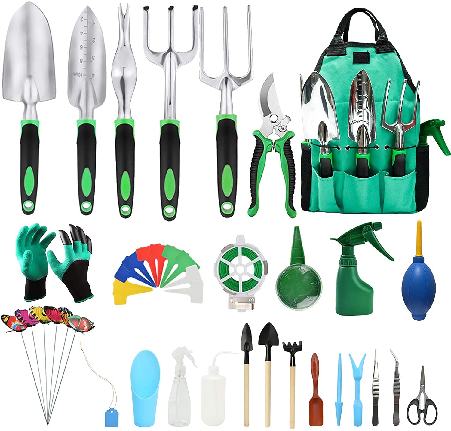 HYLAN 50 Pcs Garden Tool Set,Succulent Tool Set,Gardening Gifts Tools for Men Women,Gardening Kit with Durable Storage Tote Bag,Gardening Hand Tools with Weeder Transplanter Trowel Cultivator