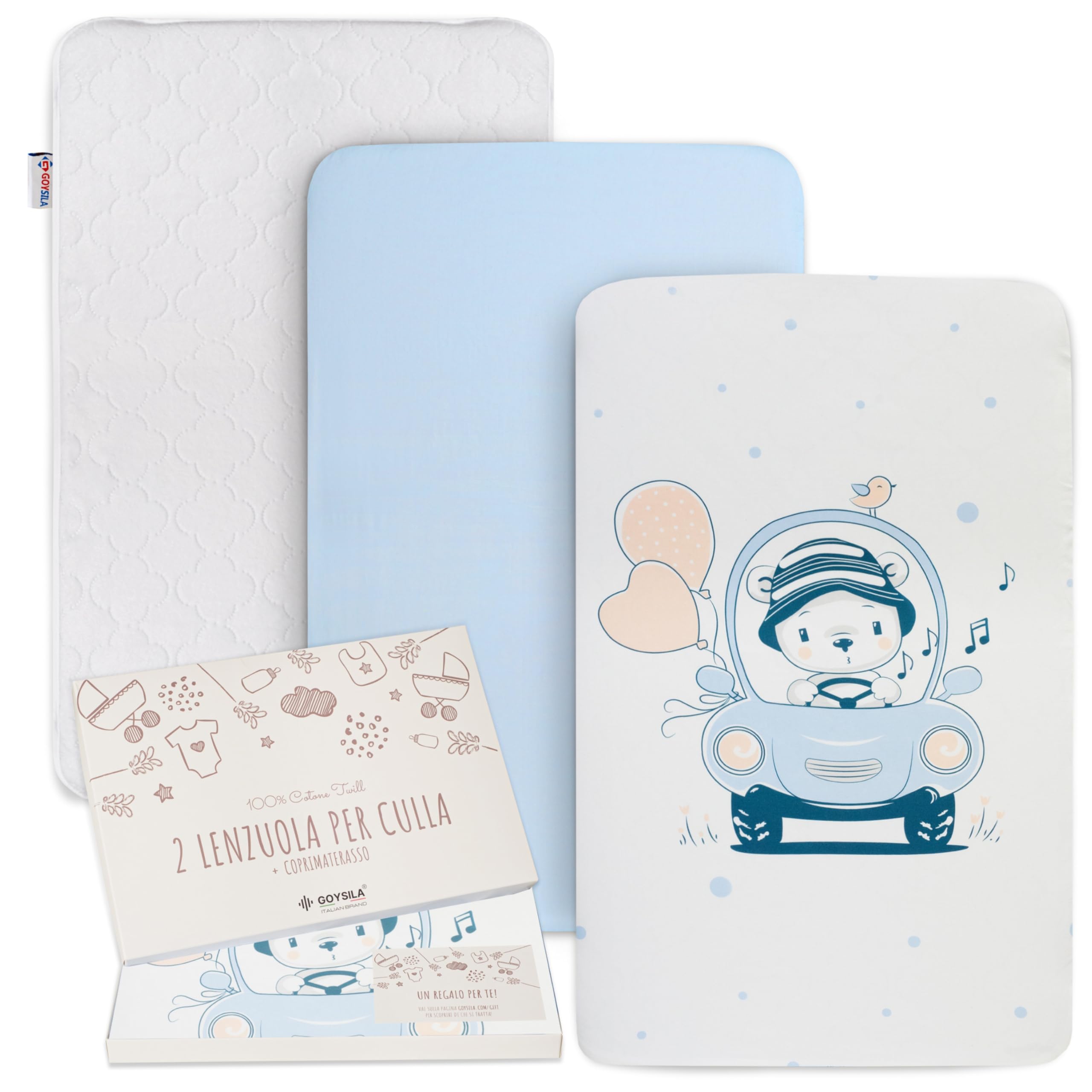 GOYSILA Next To Me Chicco Next2Me Bedding Set Compatible for Cot, 83 x 50 cm, 100% Cotton, Oeko-Tex Certified, 2 Fitted Sheets, 1 Pillow Case, Machine Washable at 40 °C