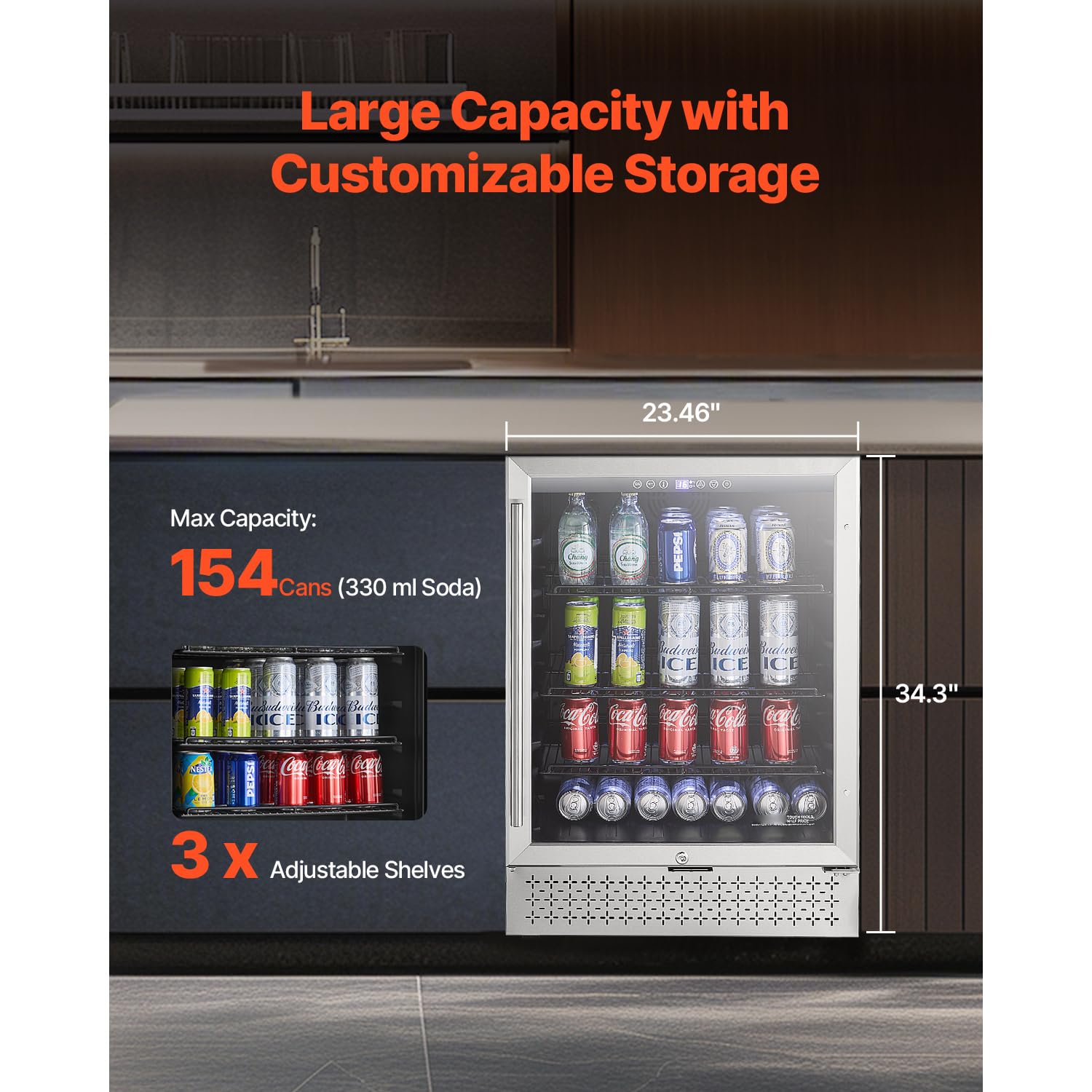 Happybuy Beverage Refrigerator Cooler - The Perfect Drink Storage Solution! This 154 - Can Capacity Mini Fridge Features A Glass Door, Adjustable Shelves, And Digital Temperature Control on Fridge.com - View 2