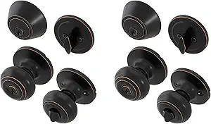 Honeywell 8101406 Classic Entry Door Knob and Deadbolt Lock Set, Oil Rubbed Bronze, 2-Pack