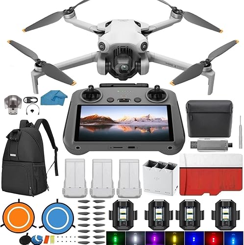 DJI Mini 4 Pro Drone Fly More Combo Plus with DJI RC 2 Screen remote with 3 Battery Bundle Kit 45-min Flight Time Camera Drone Bundle, with 128 GB