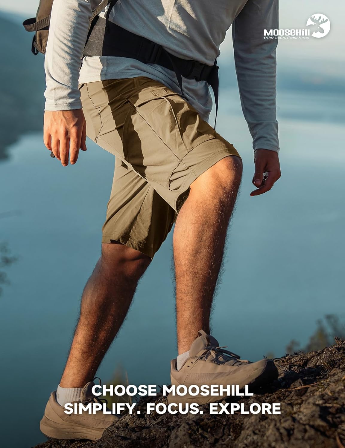Moosehill Hiking Shorts Men 8-Pocket: Cargo Lightweight Quick Dry Water Resistant Stretch for Outdoor Fishing Camping
