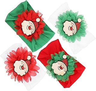 Amosfun 4Pcs Faixa De Cabelo Infantil Laços De Cabelo De Bebê Faixa De Cabeça De Bebê Lenço De Cabeça Faixa De Chá De Bebê Acessório De Natal Para Bebê Faixa De Cabelo De Bebê Elásticos