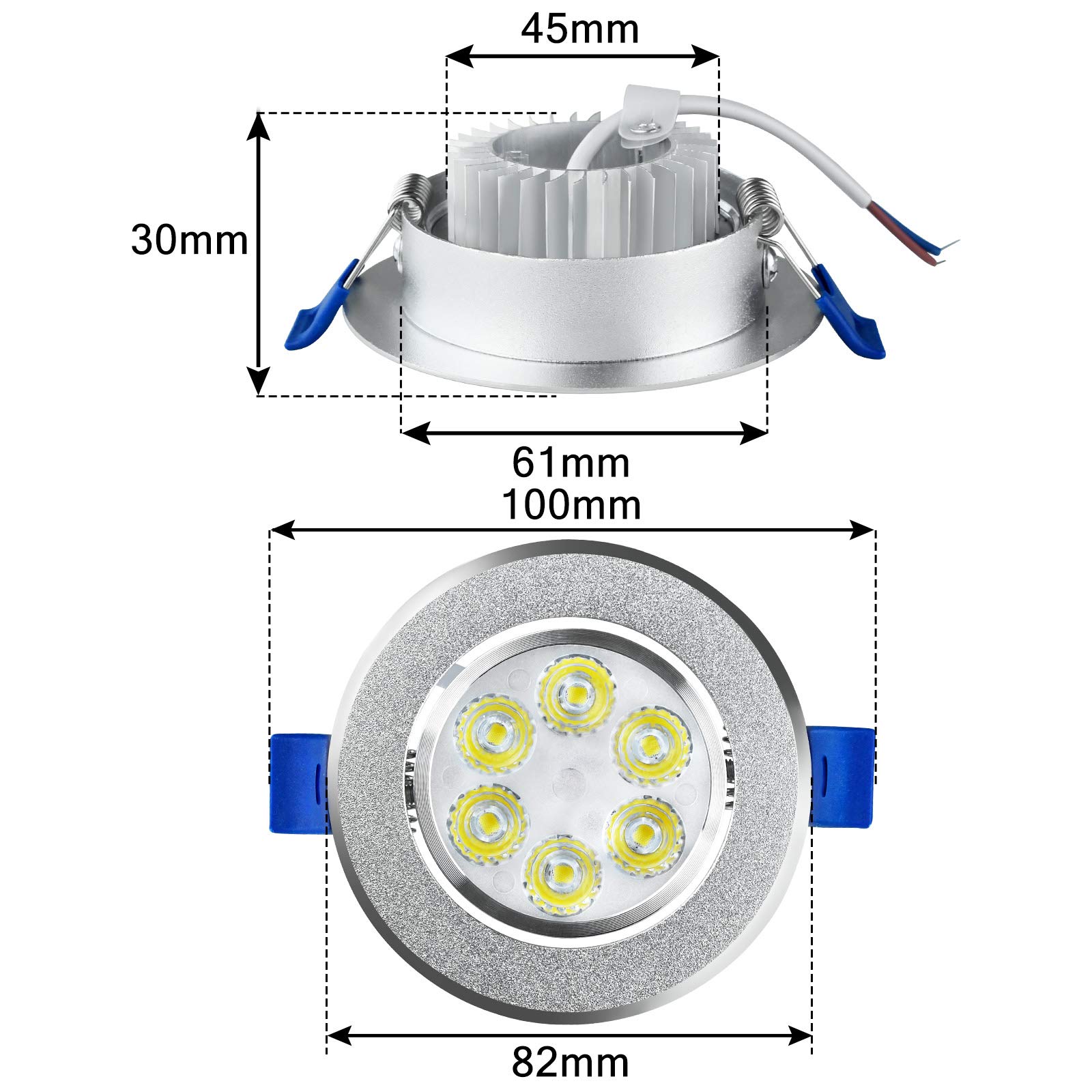 AUFUN Faretti LED ad incasso orientabili 3W Lampada da soffitto set da 20, 110V-230V plafoniera ad incasso - Bianco caldo [Classe di efficienza energetica A+]
