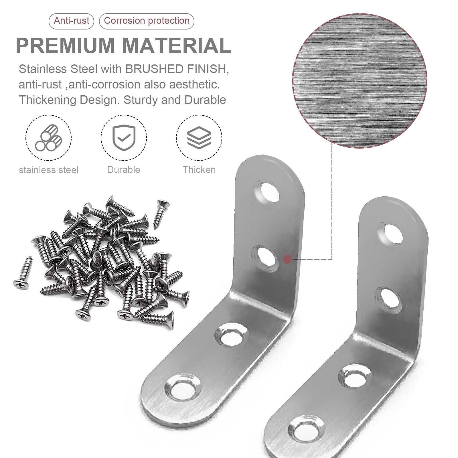 2 Angoli Di Rinforzo In Acciaio - 80x40x30 Mm, 90 Gradi, Per Mobili, Librerie, Mensole, Colore Bianco - Foto 11