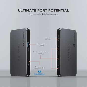 Satechi Thunderbolt 4 Slim Hub, Single 8K or Dual 4K Display, USB 3.2 Gen 2