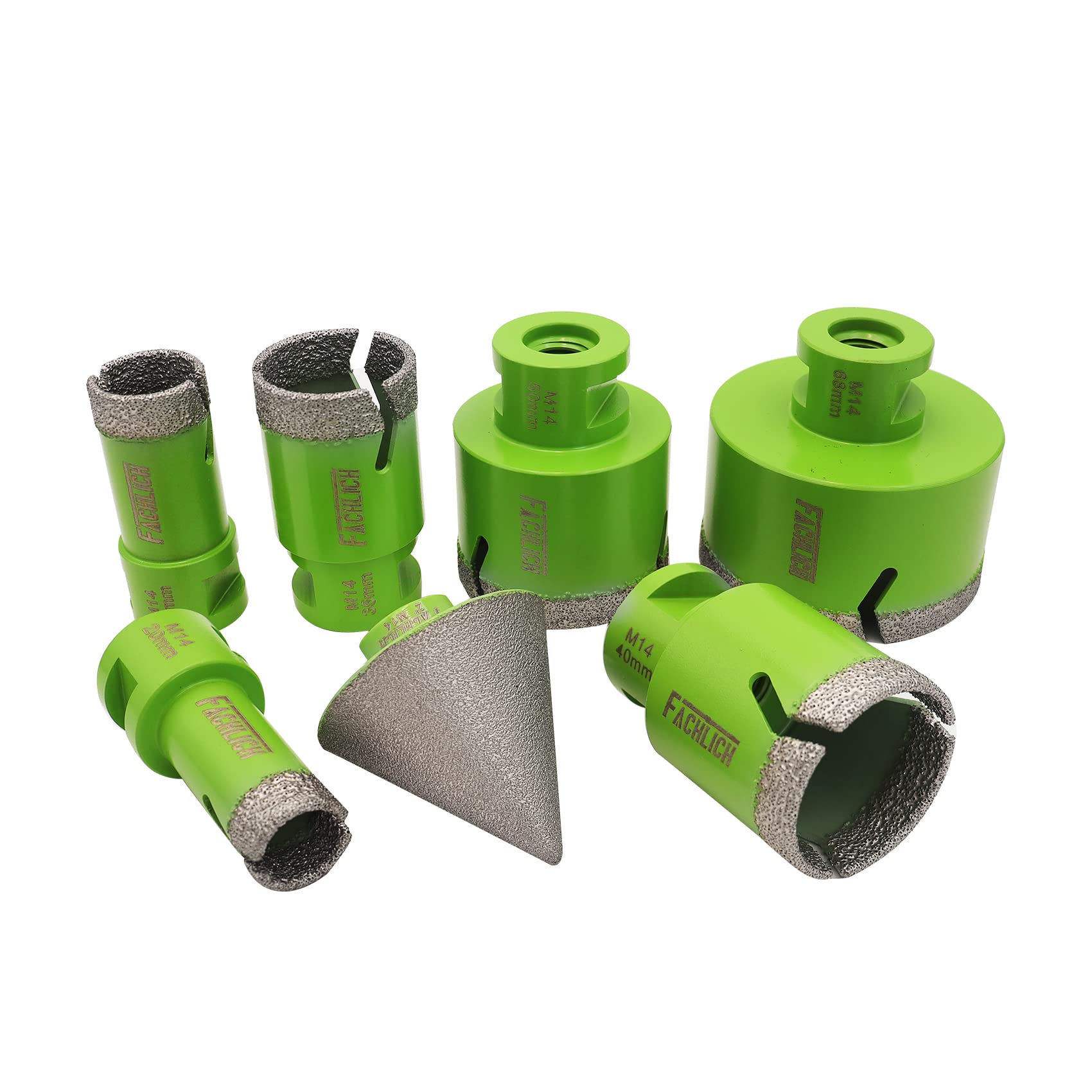 Diamond Drill Core Bits Set 20/25/35/40/50/68mm Tile Hole Saw Kit with 50mm Diamond Beveling Chamfer Bit for Tile Porcelain Granite Marble