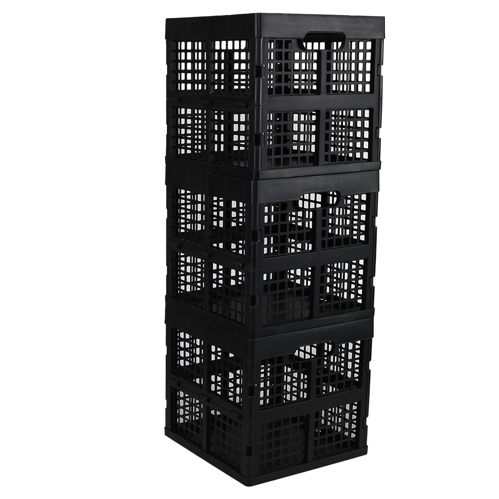 Lot de 3 caisses à lait pliables en plastique empilables - Noir - 22 l