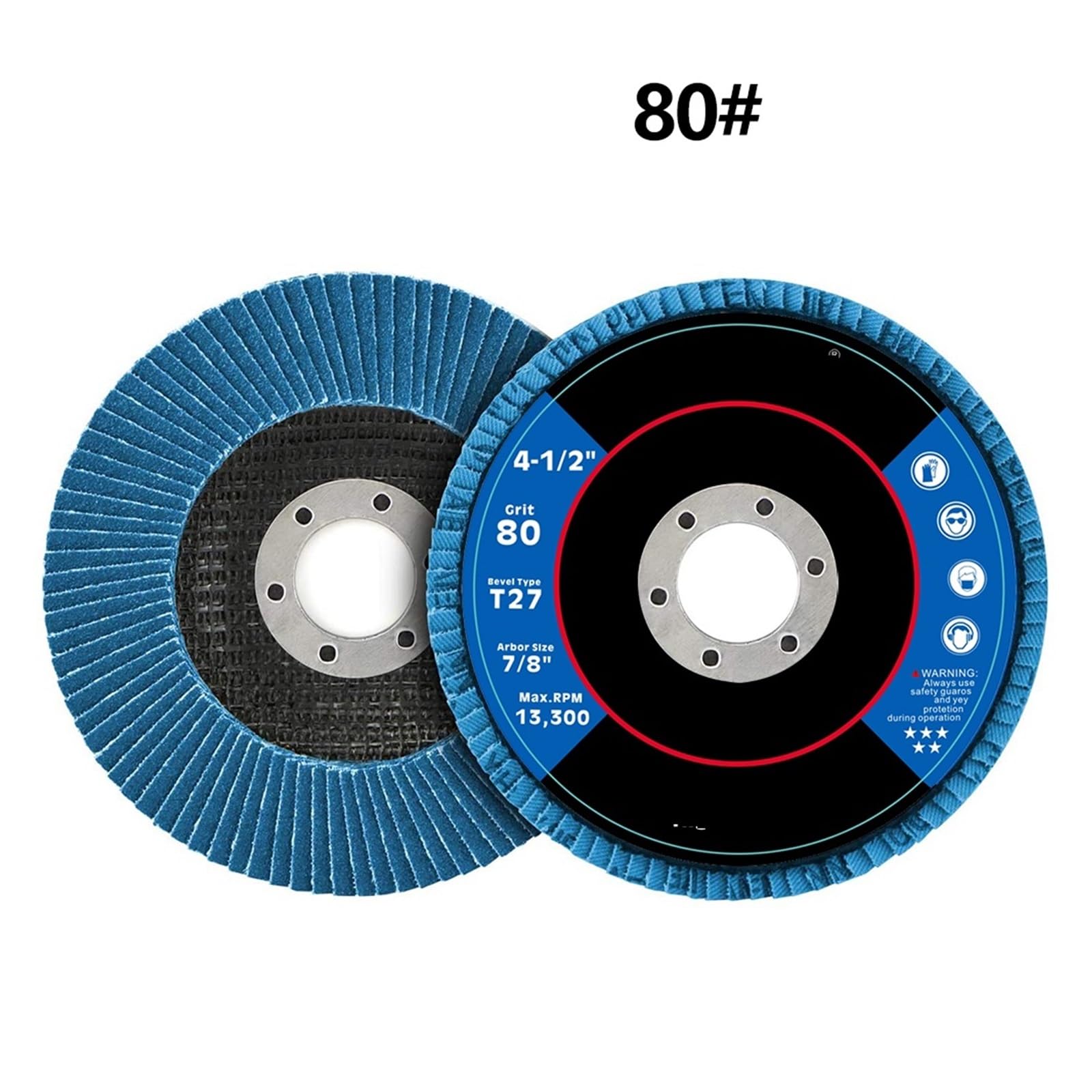 2 Stück 4,5 Zoll Fächerscheiben T27 Zirkon-Schleifscheiben 40/60/80/120 Körnung Profi Schleifscheiben für Winkelschleifer (Grit 80)