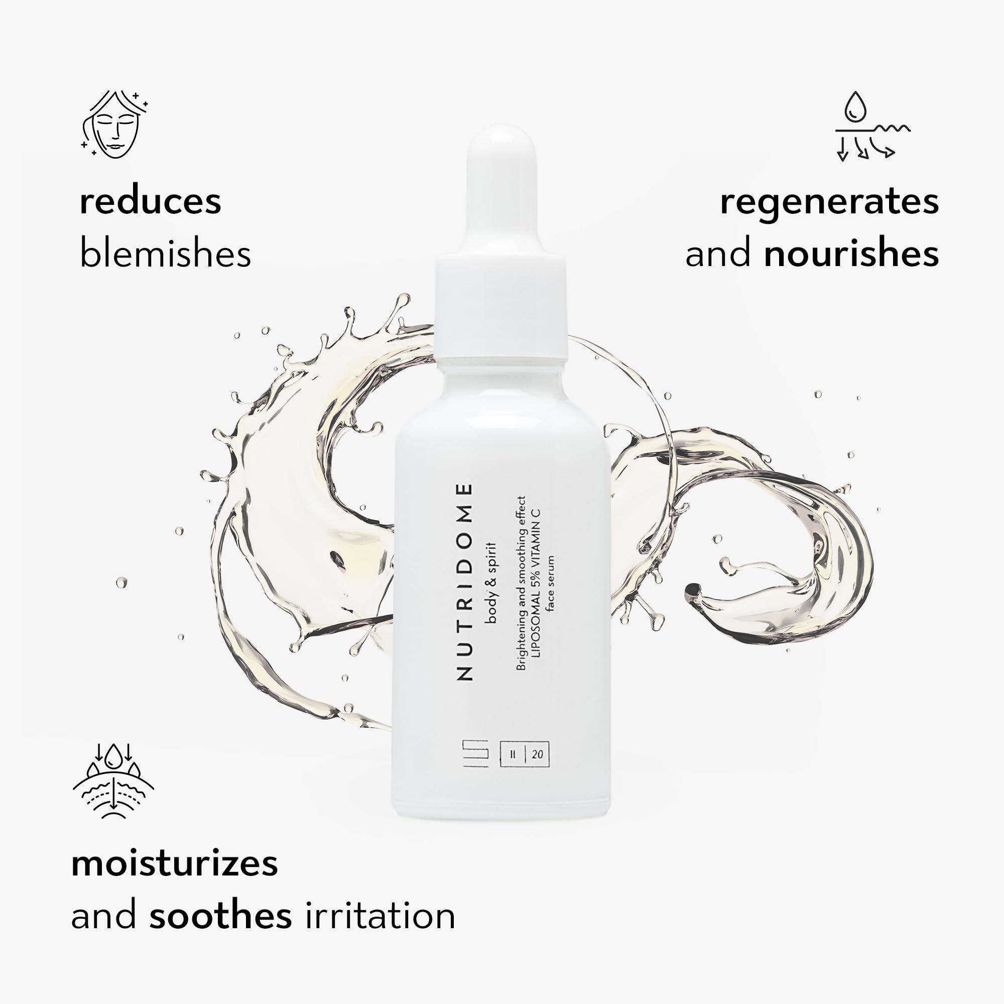 Nutridome Body & Spirit Vitamin C Face Serum, 30ml - Brightening, Anti-Discoloration, Even Skin Tone, White, 30 ml (Pack of 1) - Image 2
