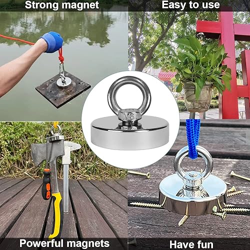 Miniatura 2 de Imán fuerte de neodimio de fuerza de tracción de 400 libras, potente para pesca y salvamento, 2 piezas