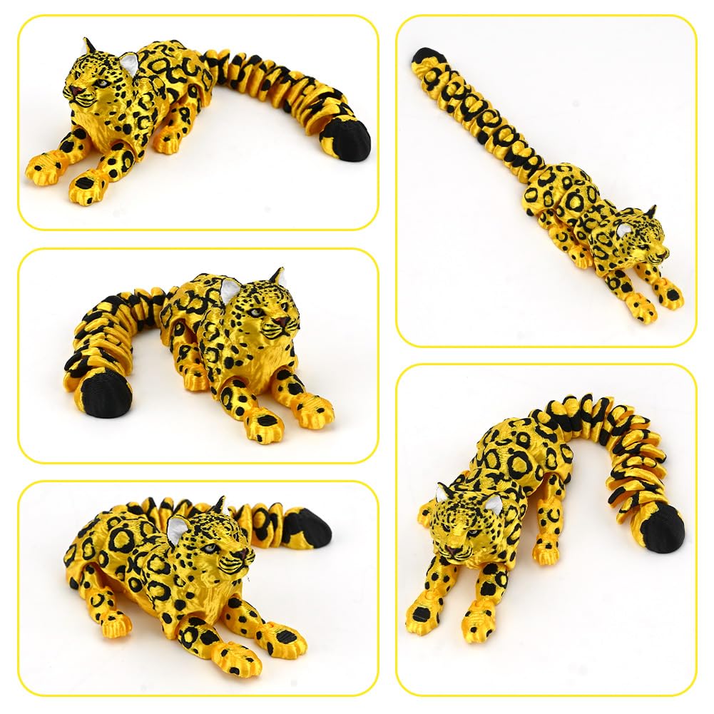 21cm / 8.27inch 3D Printed Animals Snow Leopard with Joint Mobility Poseable Figure Can Lie Down But Not Stand Up Articulated Animal Toy 3D Printed Creature Flexible Animals for Desk Decor (D) - Image 4