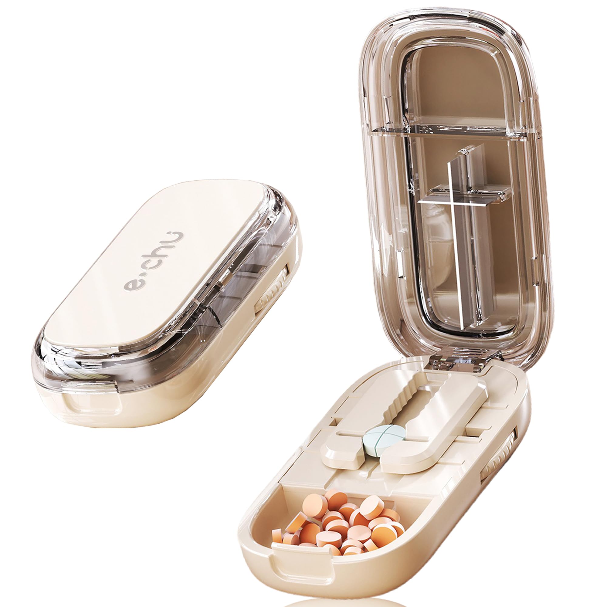 DUBSTAR Pill Cutter Splitter for Small &amp; Tiny Pills Cuts into 1/2 1/4 Beige