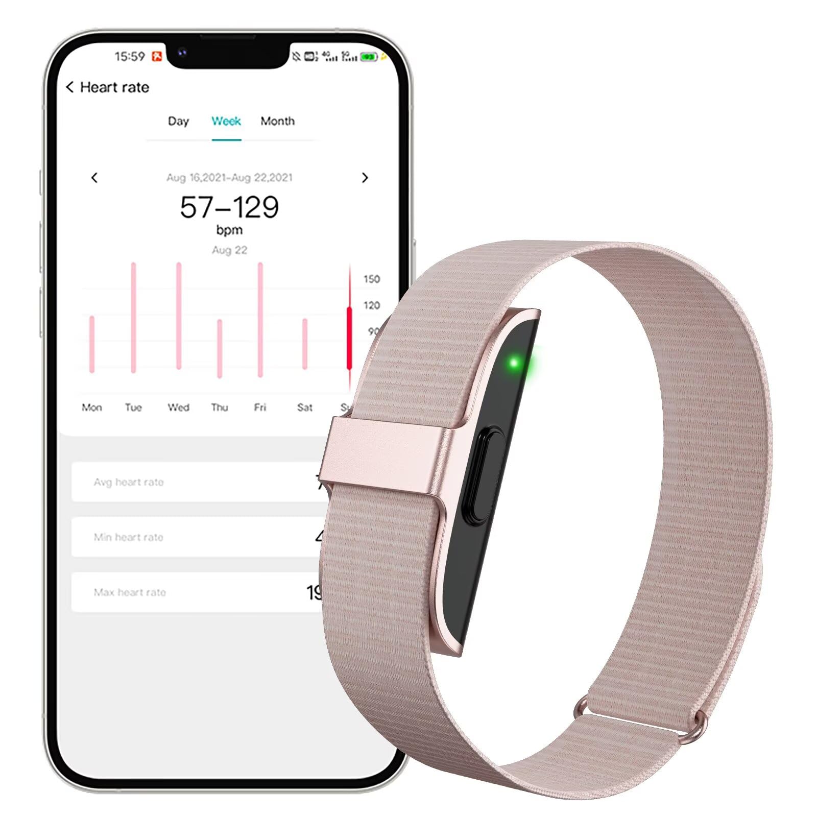 Findtime Bracciale Fitness Con Contapassi, Cardiofrequenzimetro E Monitor Sonno – Senza Display, IP67, Compatibile IOS/Android – Rosa, Argento, Nero