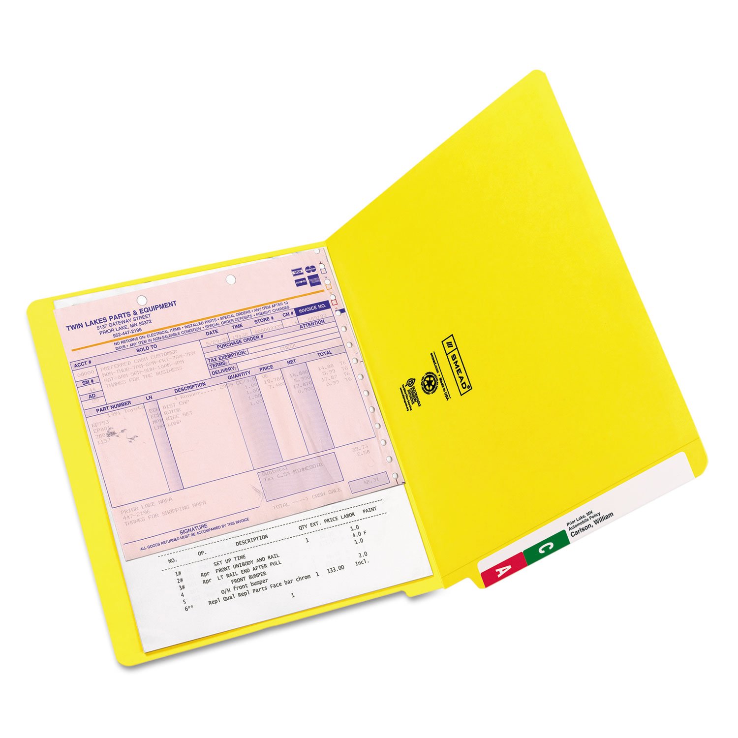 Smead Colored Folders Shelf-Master® Reinforced Tab Letter - Yellow De plástico Amarillo - Carpeta (De plástico, Amarillo, Letter, 311 mm, 241 mm, 100 pieza(s))