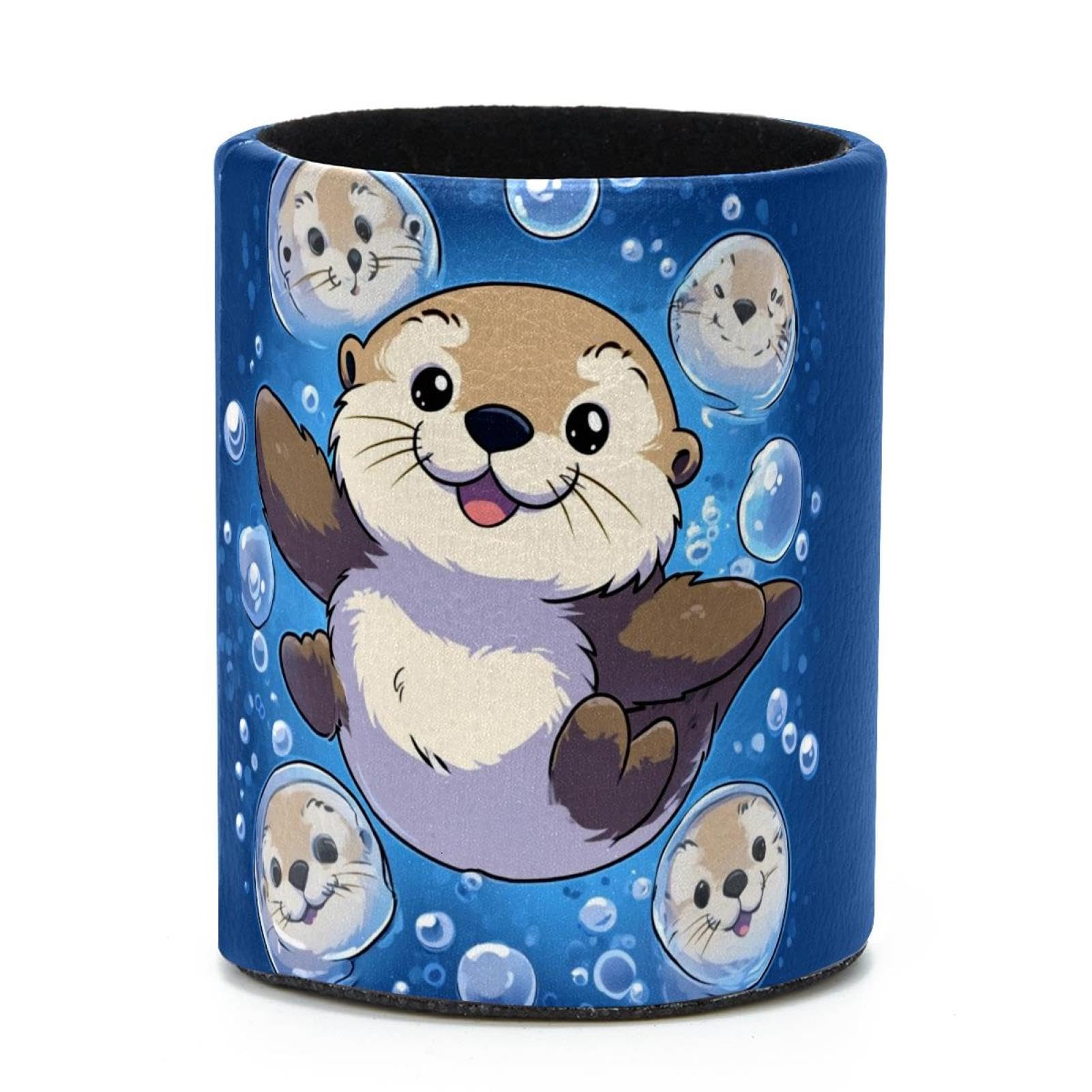 VAPOKF Round Pencil Holders for Desk, Cute Otter Pen Holders Pen Pot Makeup Brushes Storage Desktop Stationery Supplies Organiser for Home Office