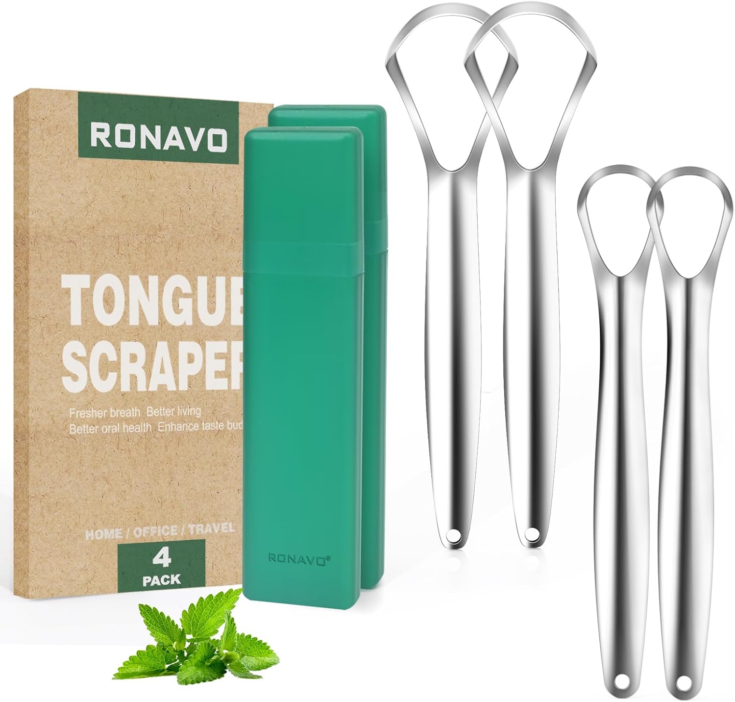 RONAVO Tongue Scraper Cleaner for Adults and Kids, with