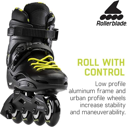 Miniatura 6 de Rollerblade RB Cruiser - Patines en línea unisex para adultos, negroamarillo neón, patines en línea de rendimiento urbano